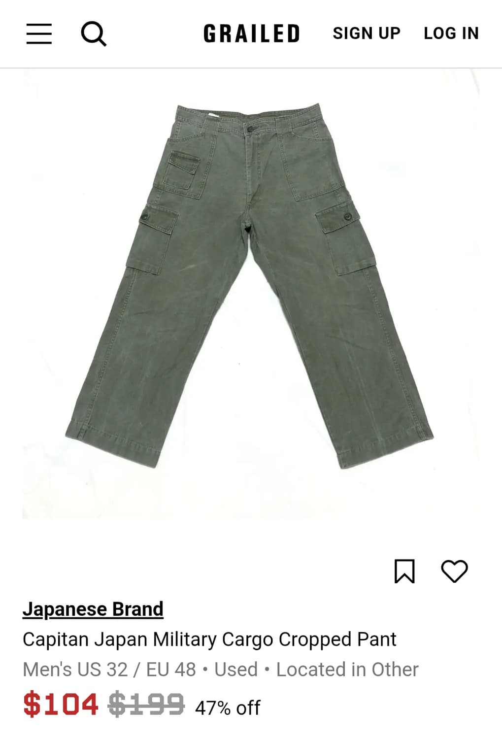 CAPITAN JAPAN 워싱 카고 데님 팬츠 상품이미지2