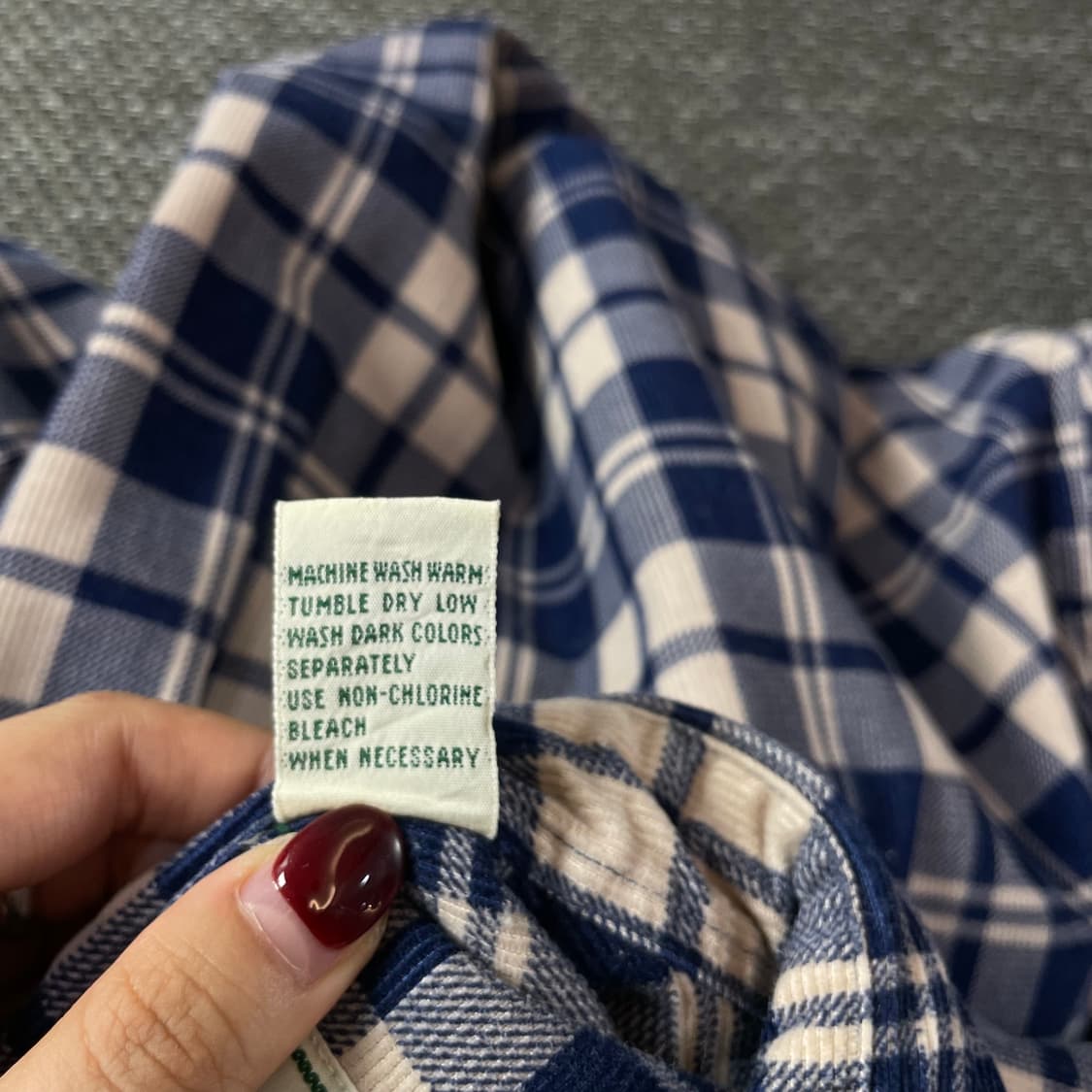 엘엘빈 네이비 베이지 체크 코듀로이 긴팔 셔츠 XXL  상품이미지6