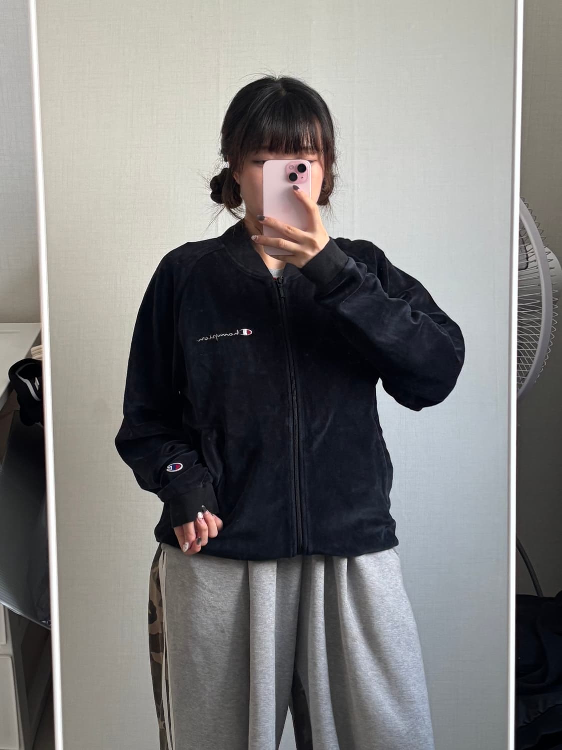 무배)챔피온 벨벳 자켓 블루종 M 상품이미지2