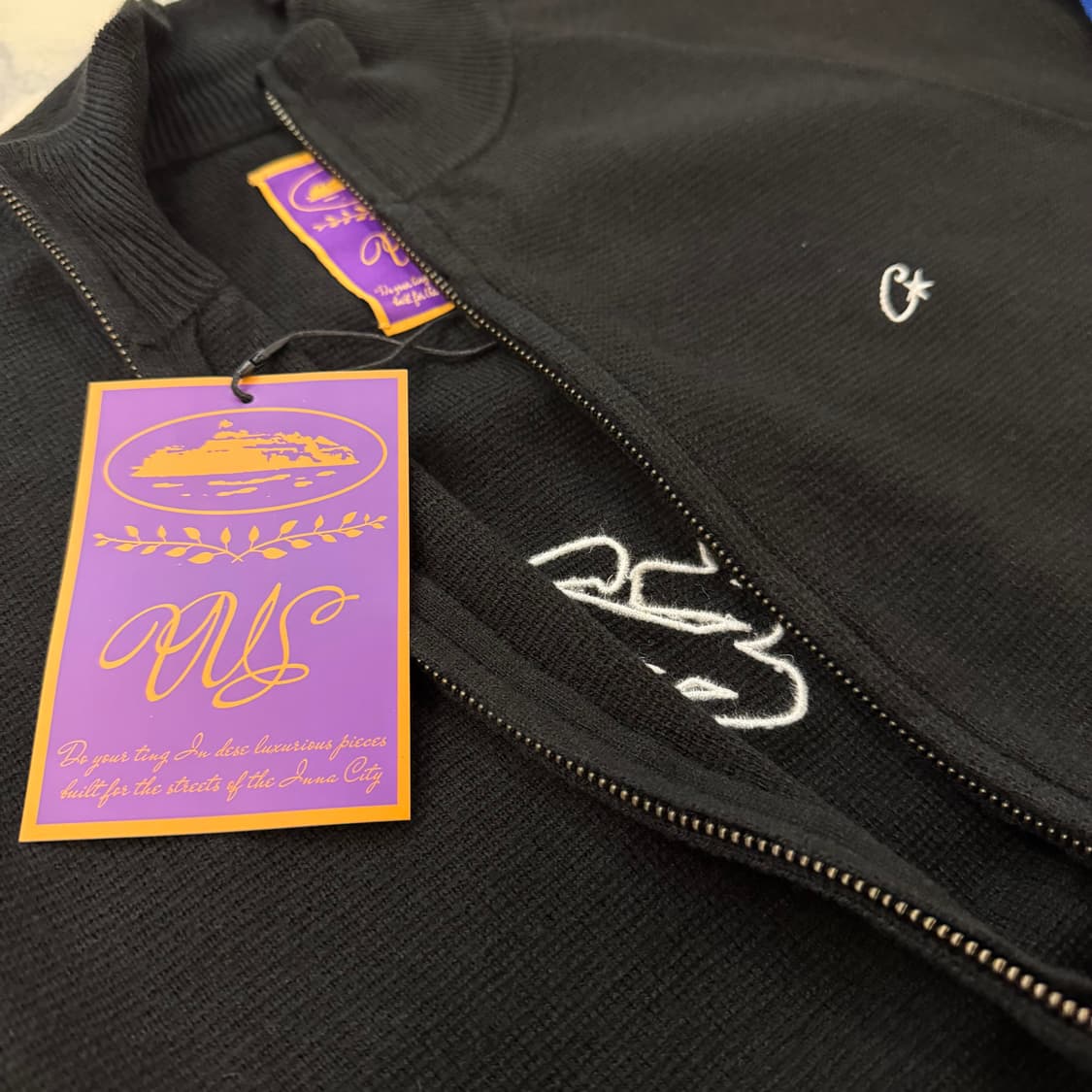 (당일발송) 코르테이즈 VVS 니트집업 블랙 레드 블루 상품이미지5