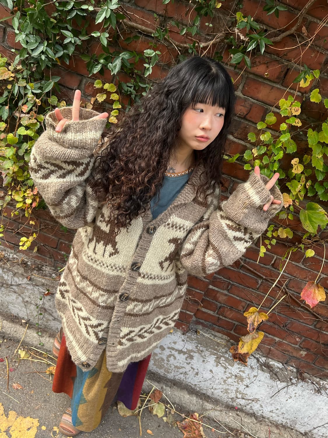 노르딕 패턴 울 니트 가디건 상품이미지1