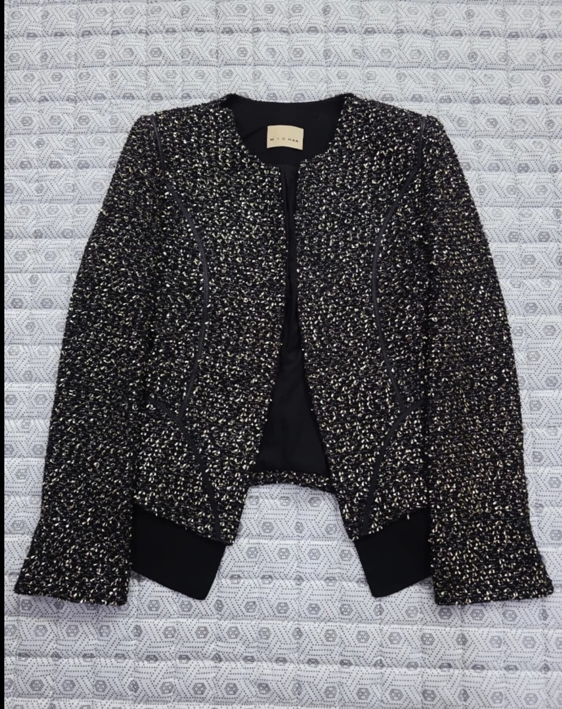 미샤 트위드 자켓 골드블랙 ~55 상품이미지1