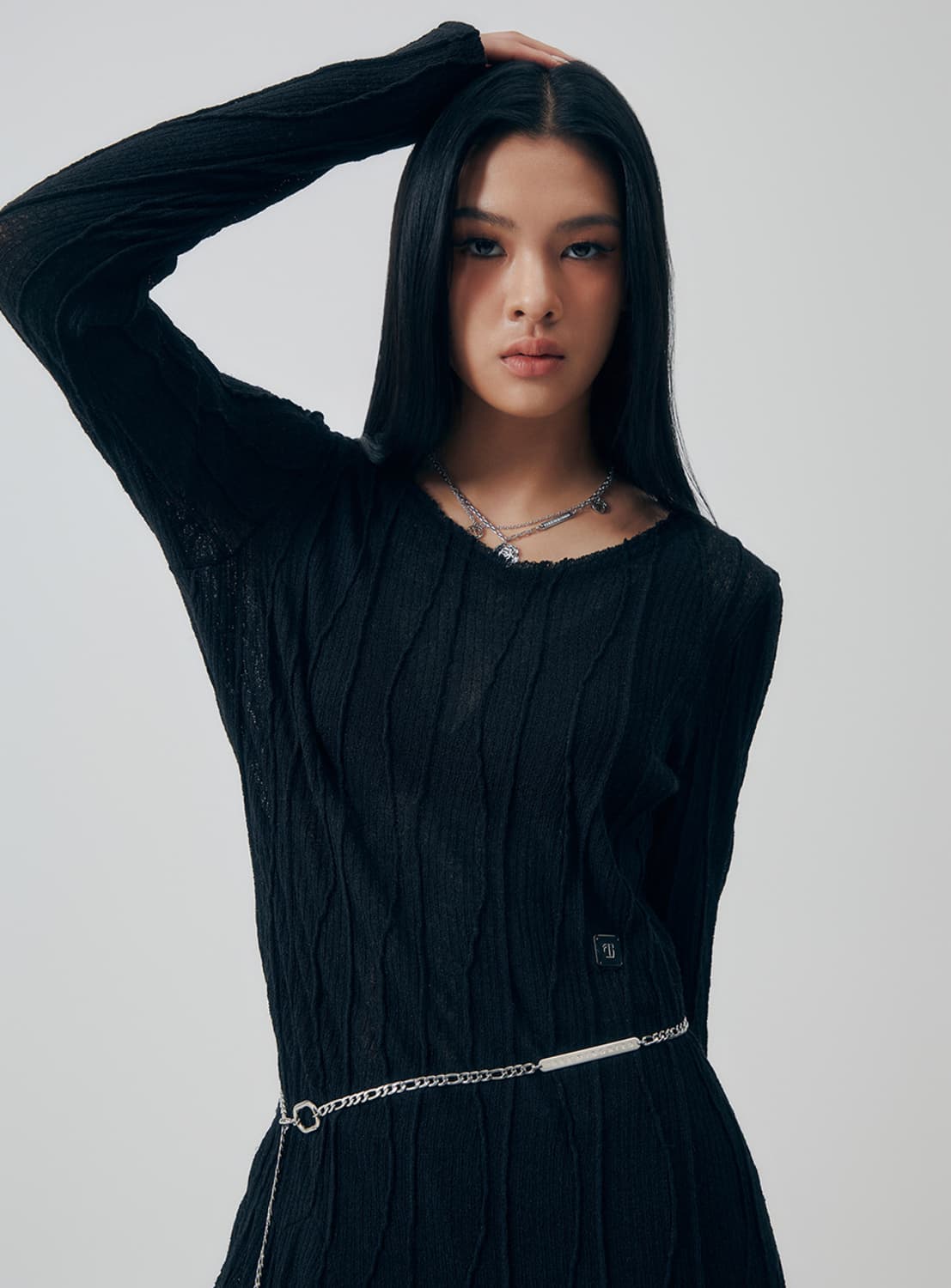 Double Layered Logo Necklace [ Silver ] 상품이미지1