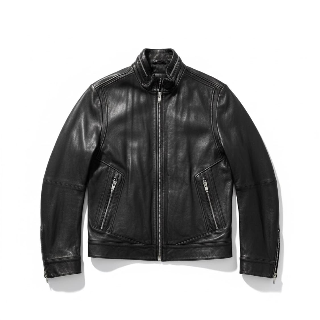 지이크 하이넥 램스킨 싱글레더 자켓 블랙 105 상품이미지1