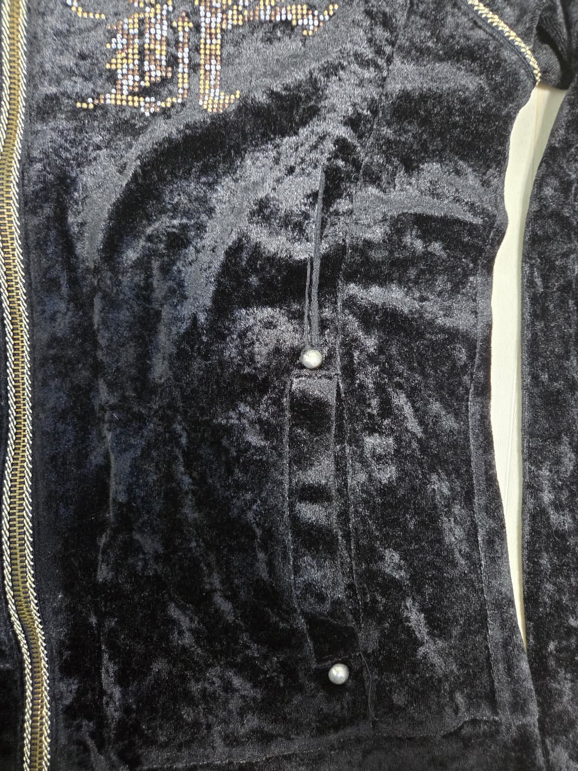 Xfrm 갸루 벨벳 블랙 후드집업 상품이미지4