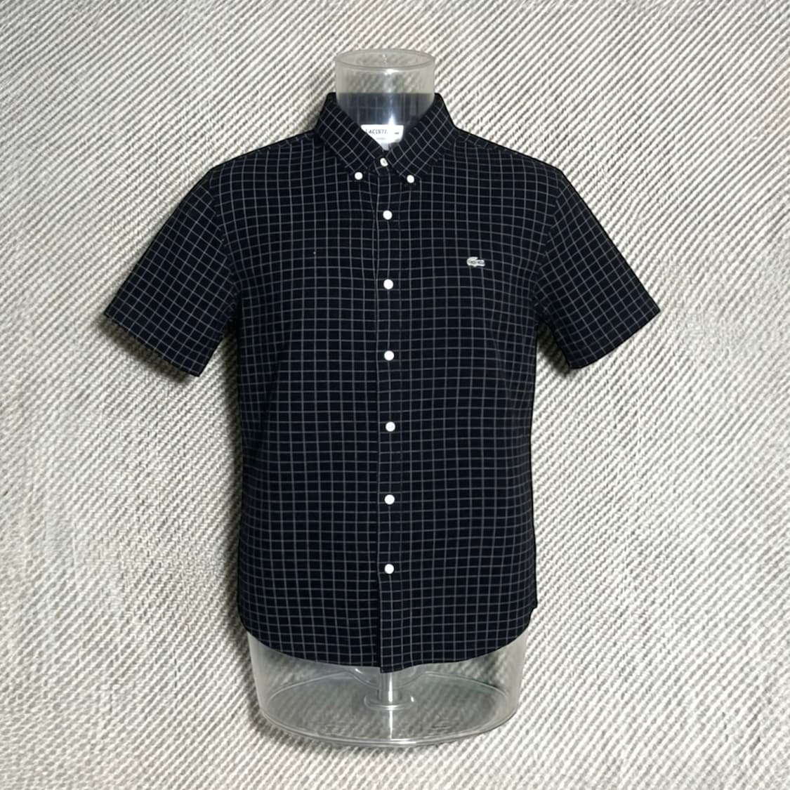 [M] Lacoste 라코스테 신형 다크네이비 반팔 체크셔츠 상품이미지1