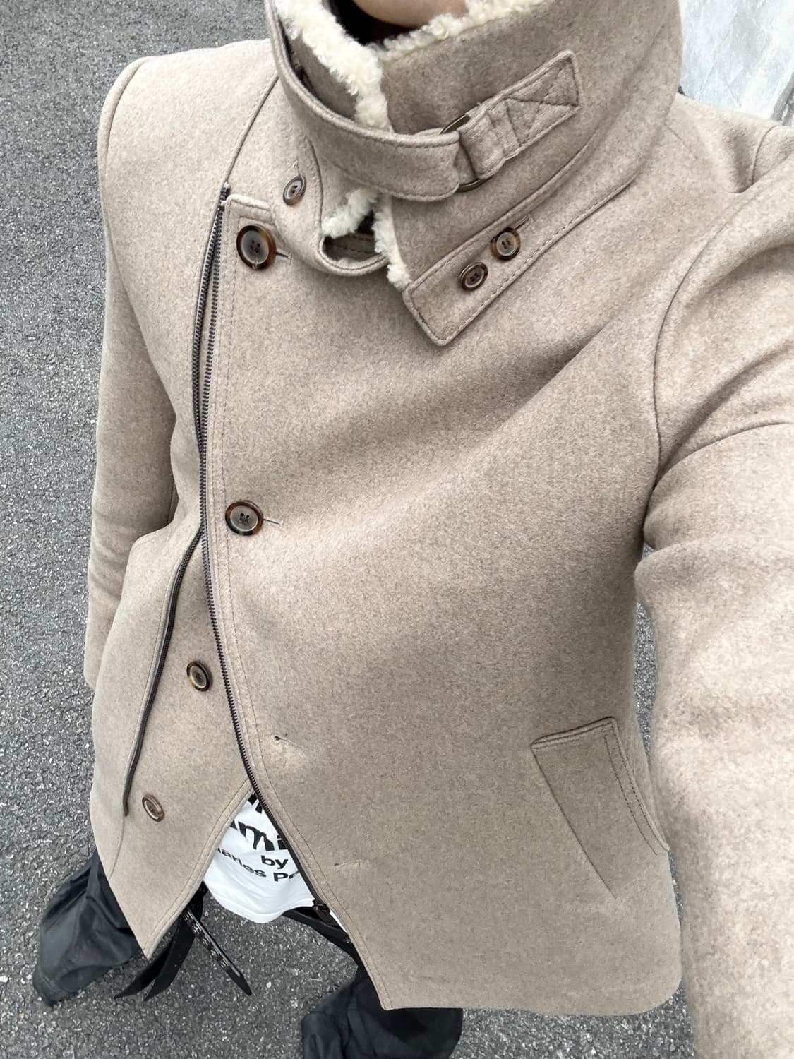 솔리드옴므 by 우영미 하이넥 더블 피코트  상품이미지5