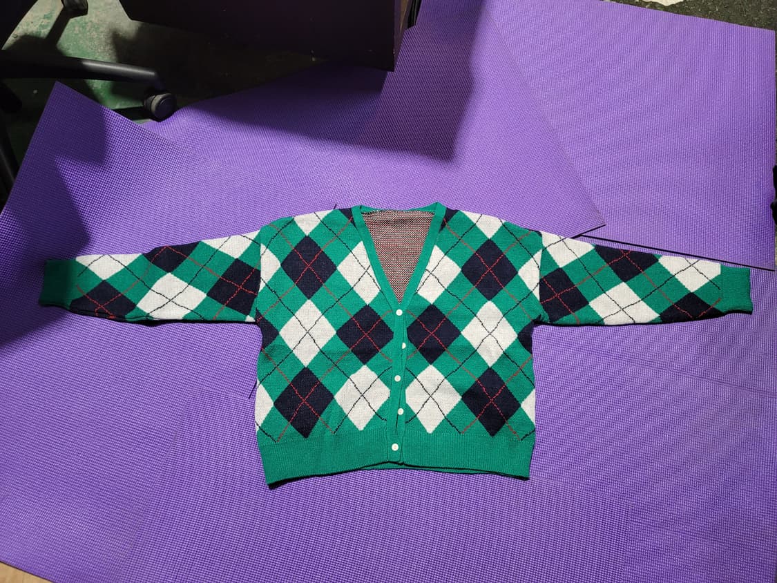 (새옷) 여성 가디건 아가일 체크 패턴 브이넥 2벌 1만원 상품이미지7