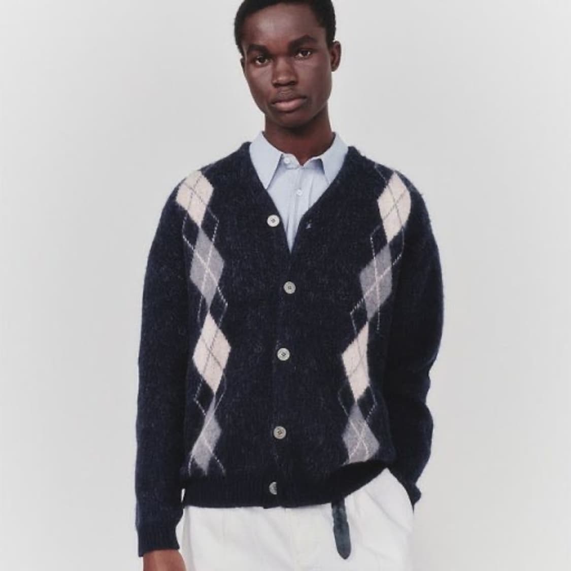 아트이프액츠 아가일 모헤어 니트 가디건 다크 네이비 M사이즈 상품이미지1