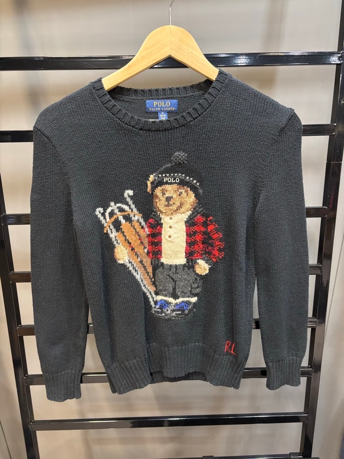 (10~12Y/약55) 폴로 랄프로렌 폴로베어 자수디테일 니트 블랙 (민 상품이미지1