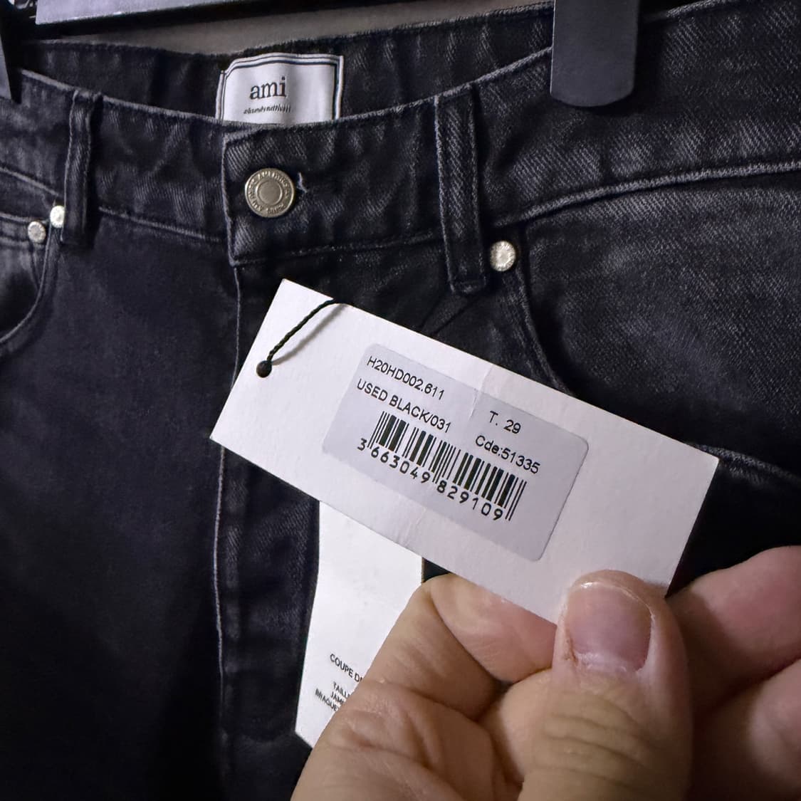 AMI 아미 스트레이트 크롭 블랙진 29(새제품) 상품이미지3