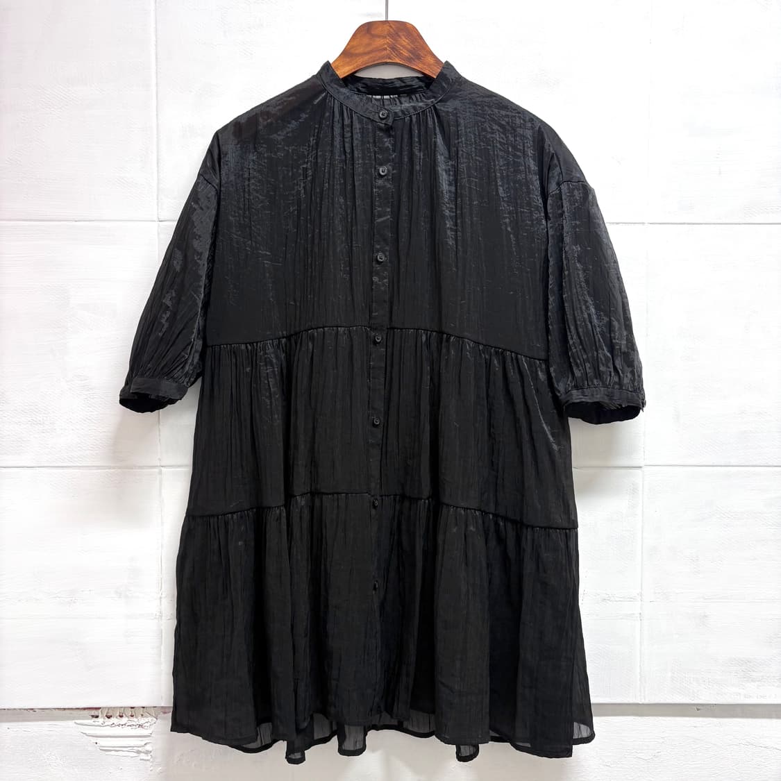 블랙 셔링 오간자 캉캉 블라우스 JPN 상품이미지1