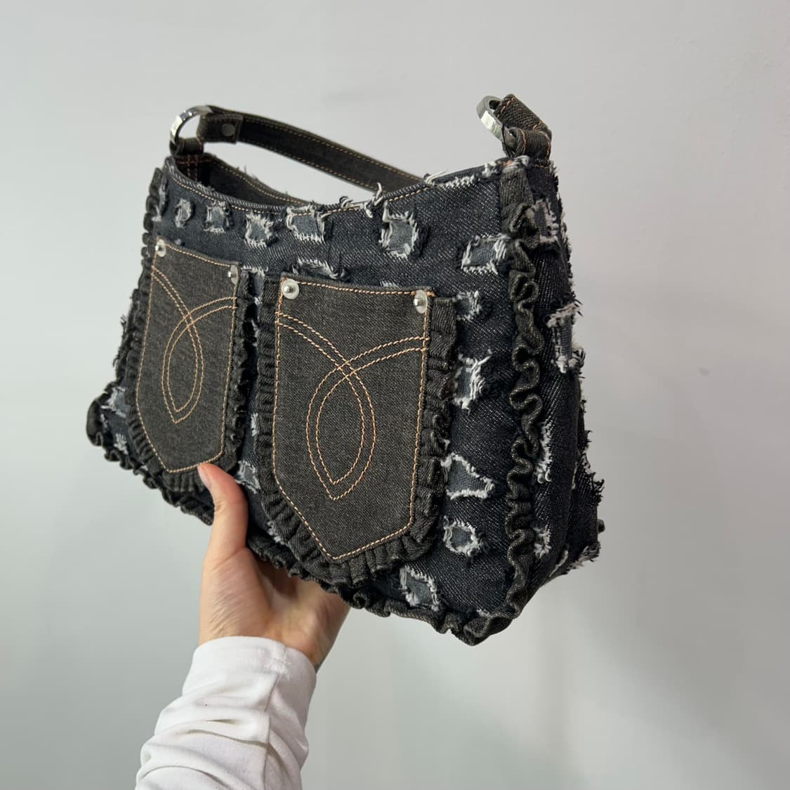 데님 그런지 포켓 숄더백 상품이미지2