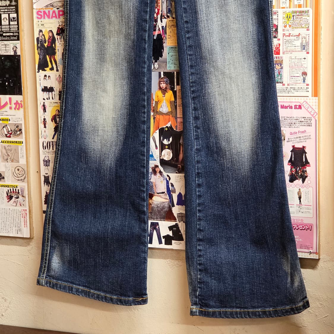 빈티지 자수 워싱 로우라이즈 부츠컷 팬츠 상품이미지7