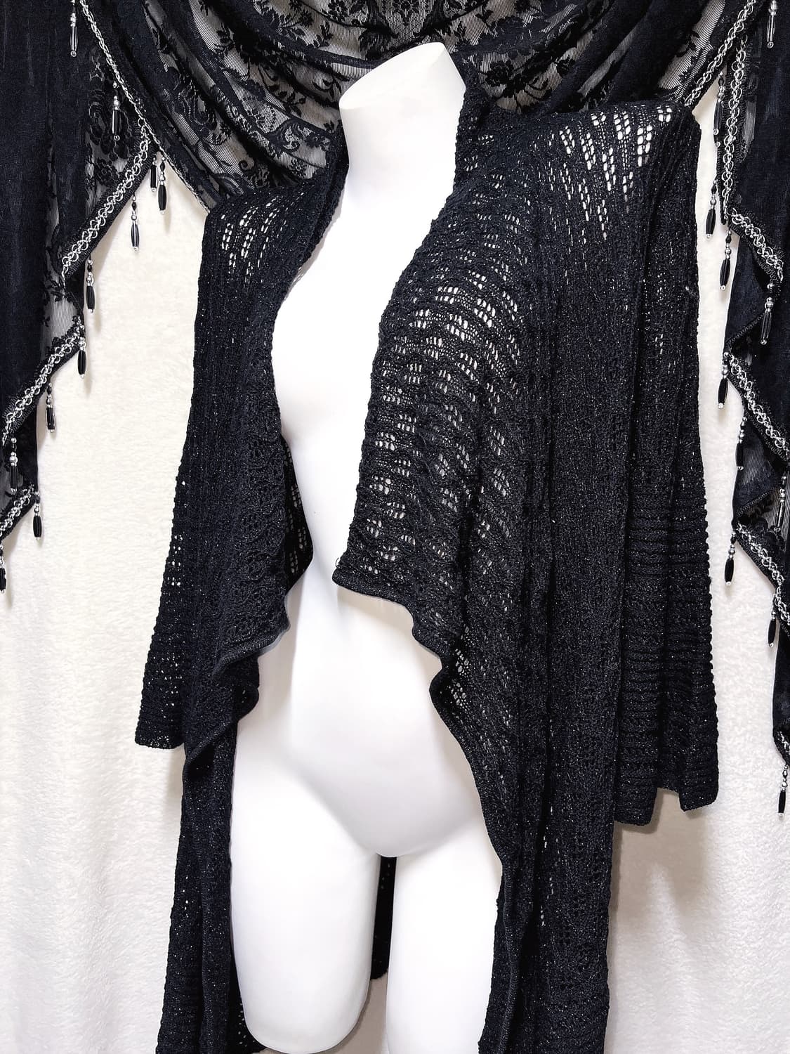 로맨틱고딕 고스펑크 오리엔탈 블랙 니트 롱가디건 페어리그런지 핀터 빈티지 상품이미지4