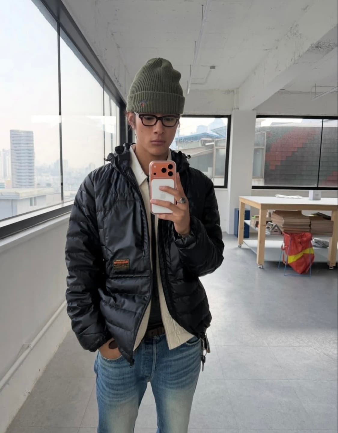 노아 코어 로고 비니 올리브 홍태준 비니 상품이미지3