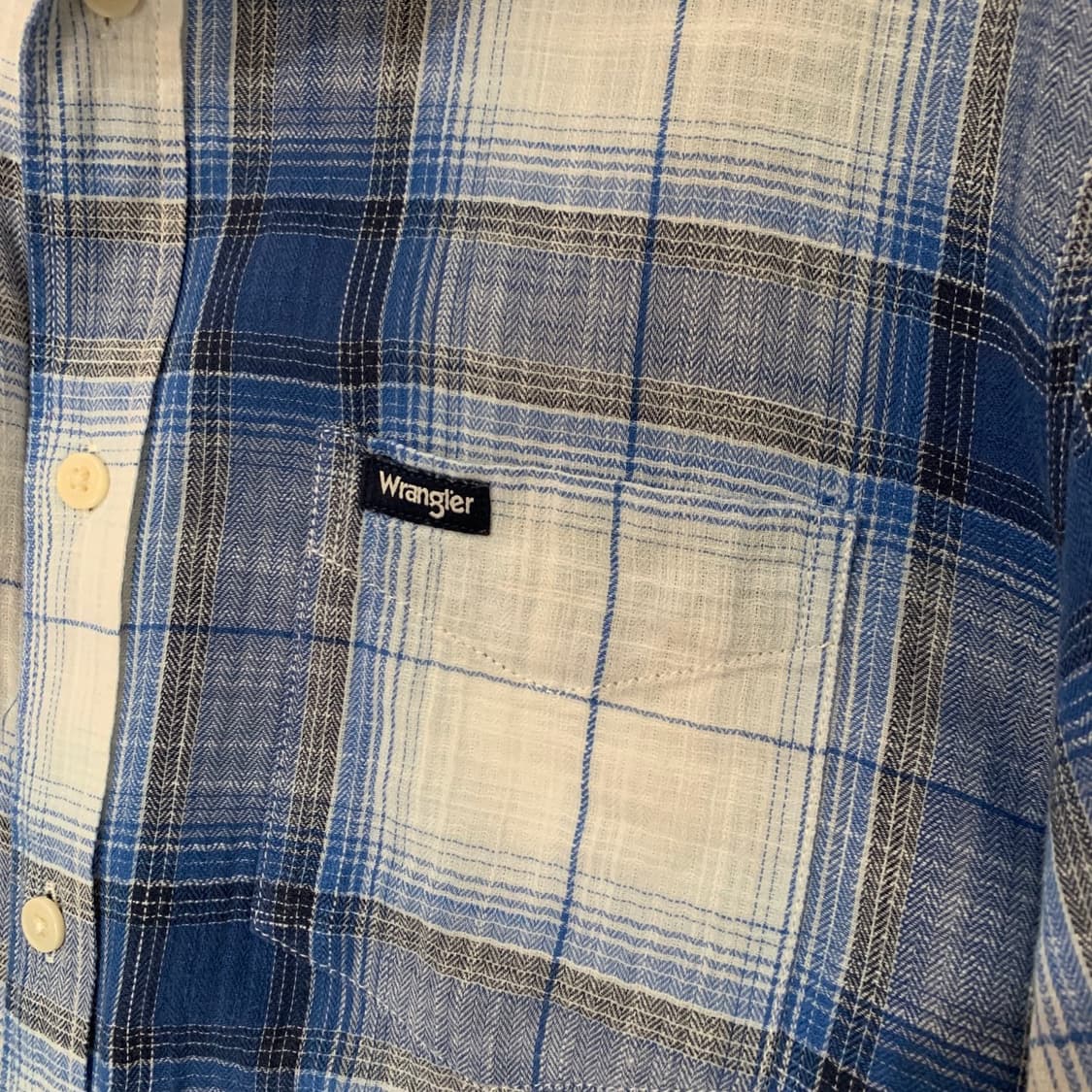 M WRANGLER 랭글러 블루 체크 셔츠 남방 상품이미지4