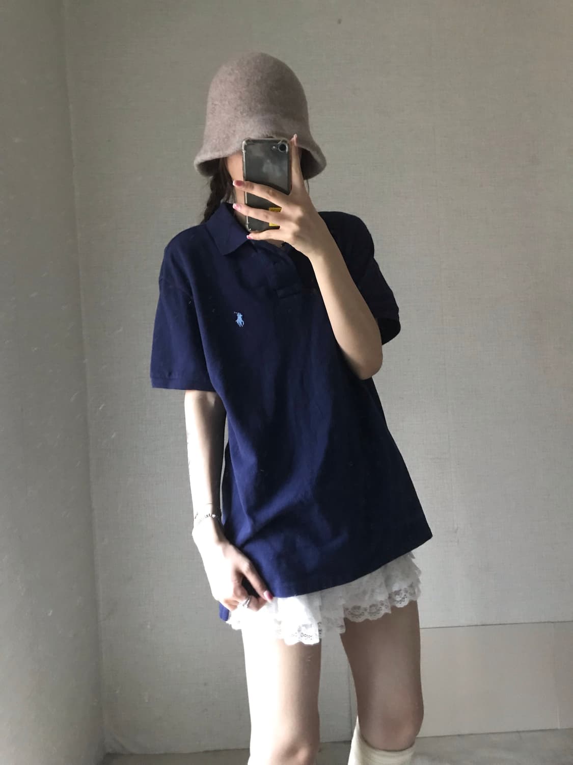 폴로 네이비 오버핏 반팔pk 상품이미지3
