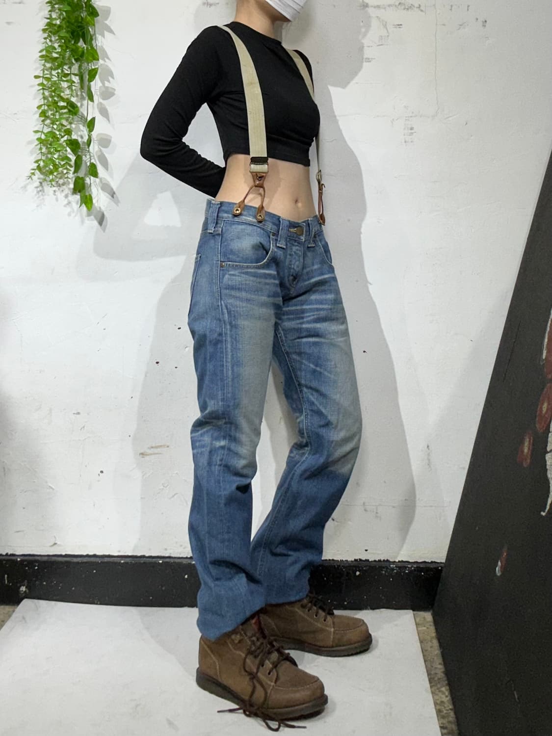 Lee SLY 시슬리 웨스턴 가죽 서스펜더 멜빵 바지 데님 팬츠 청바지 상품이미지1