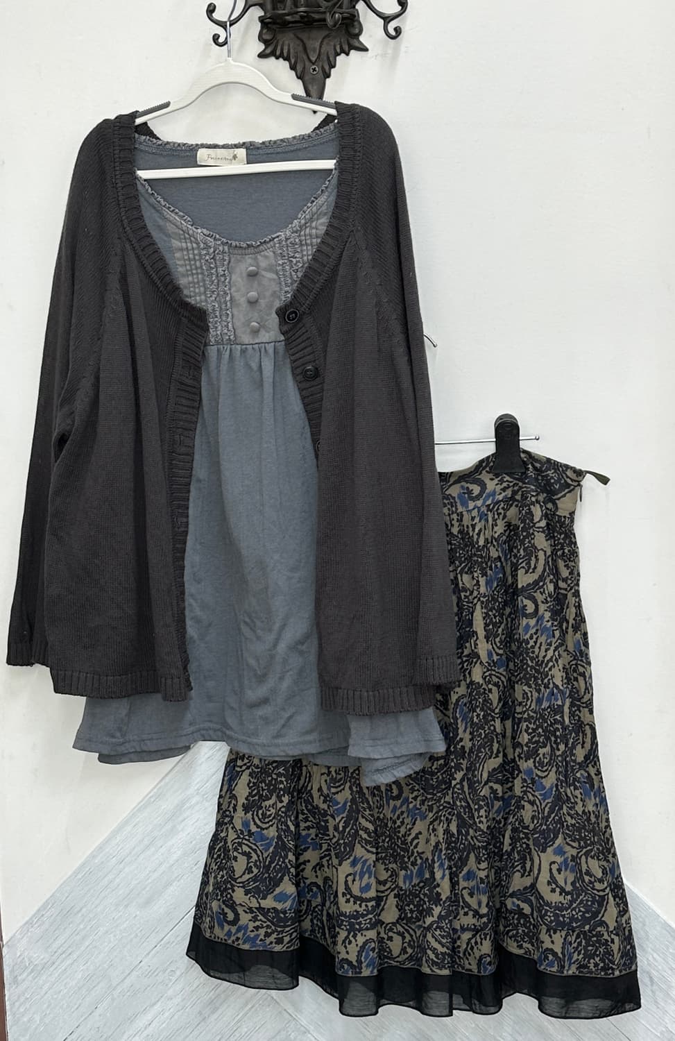 🫧하구미의 에스닉 모리걸 코디세트 🫧 레이어드 가디건 스커트 그런지 상품이미지3