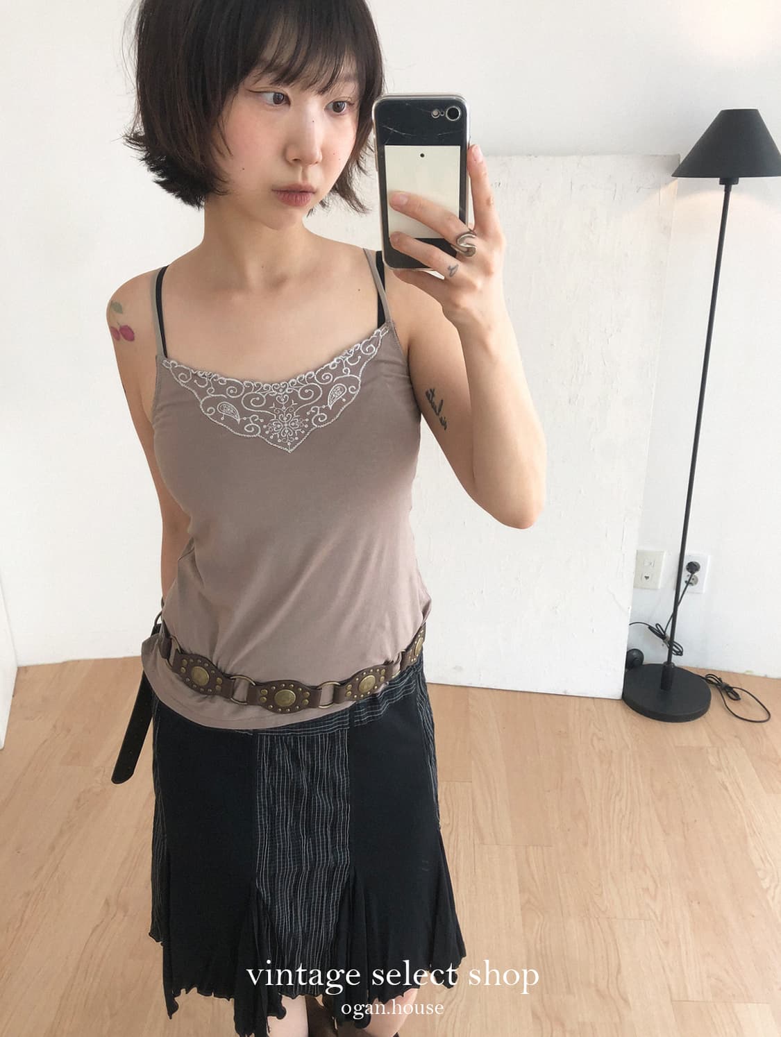 vintage patchwork asymmetry skirt 상품이미지5