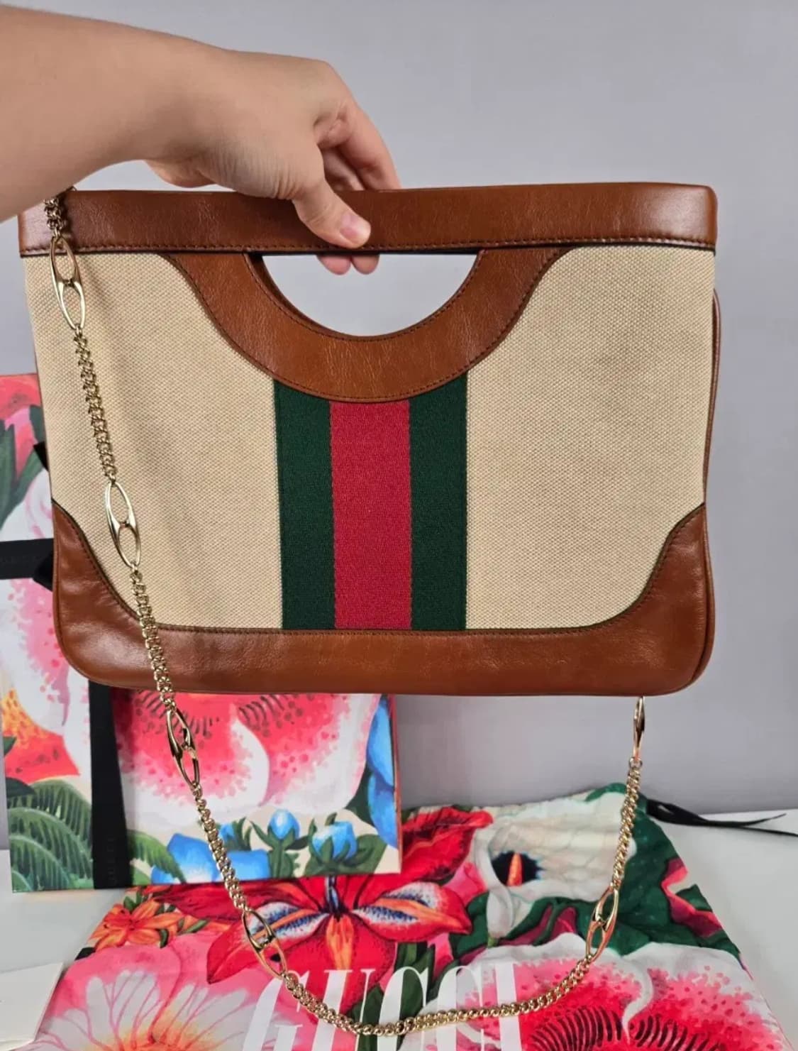 GUCCI 구찌 오디피아 웹 캔버스 라지 클러치 숄더백 가방 정품 상품이미지5