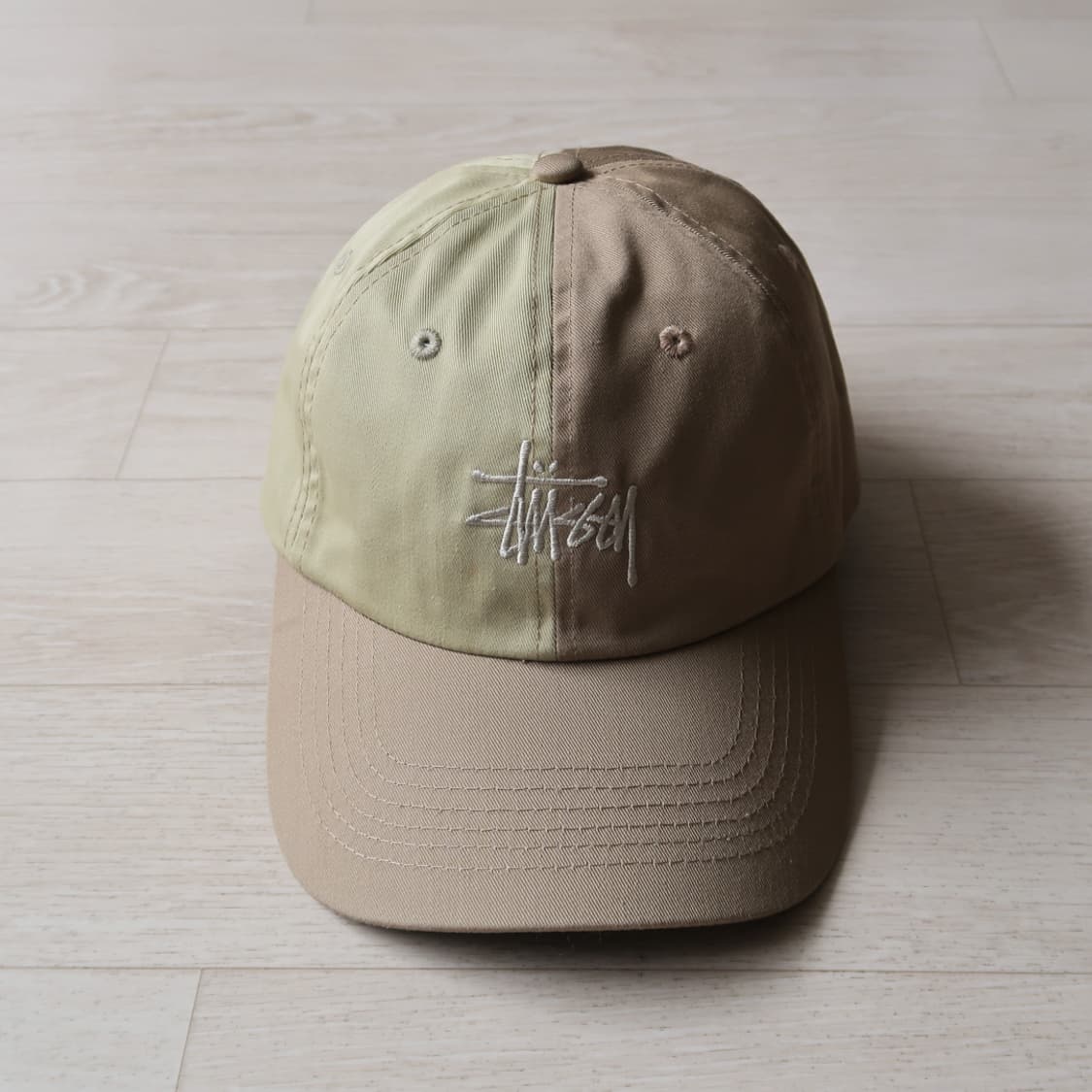 빈티지 스투시 카키 투 톤 캡 모자 상품이미지2