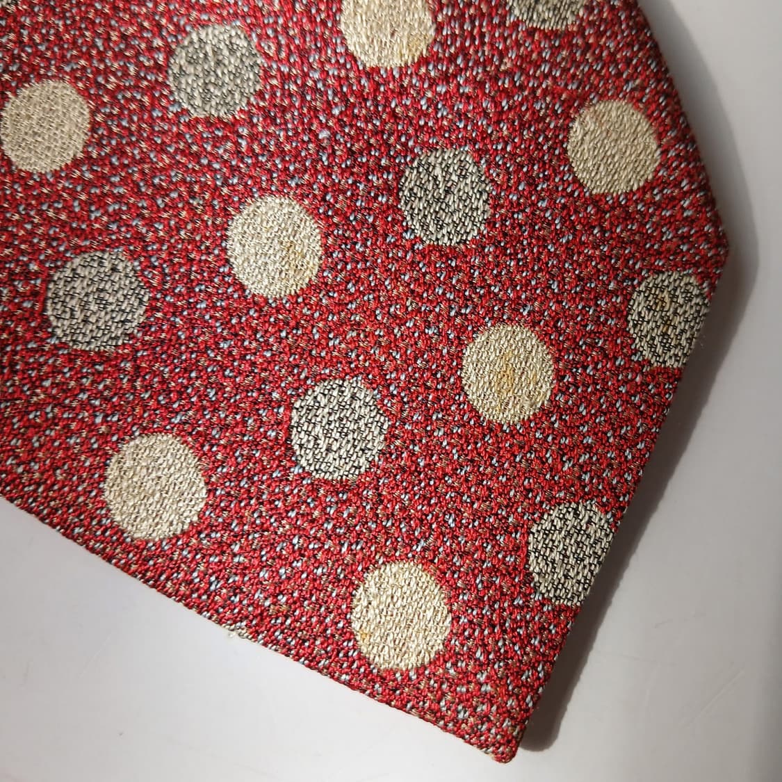 더반 실크 레드 도트 패턴 넥타이 9.5cm A등급 A19843 상품이미지9