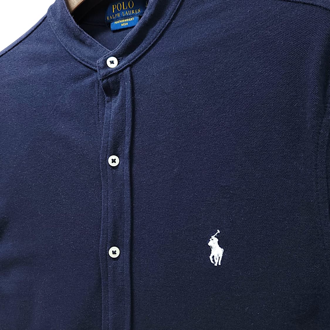 [L] 폴로 네이비 페더웨이트 메시 헨리넥 긴팔셔츠 상품이미지5