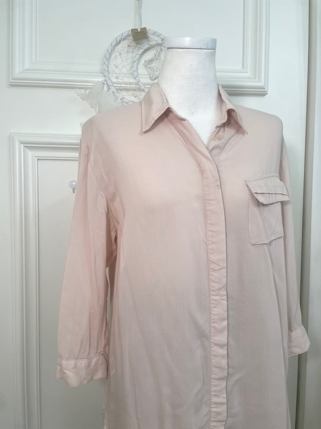 sheer pink pocket point summer blouse 상품이미지6
