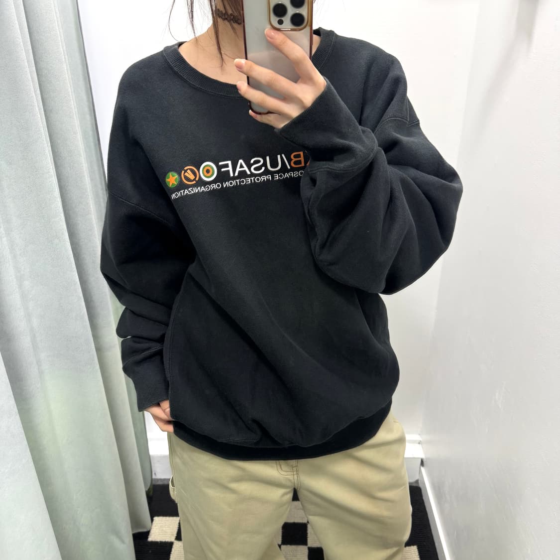 챔피온 블랙 리버스위브 스웻셔츠 상품이미지2