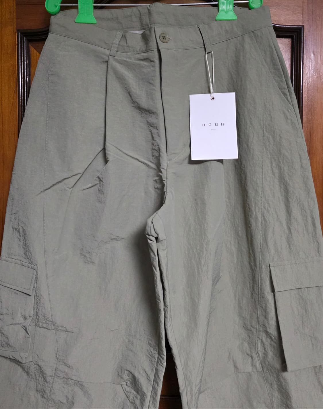 노운 카고 바지 XL 32~34 오버핏 나일론 팬츠 카키 올리브 그린  상품이미지3