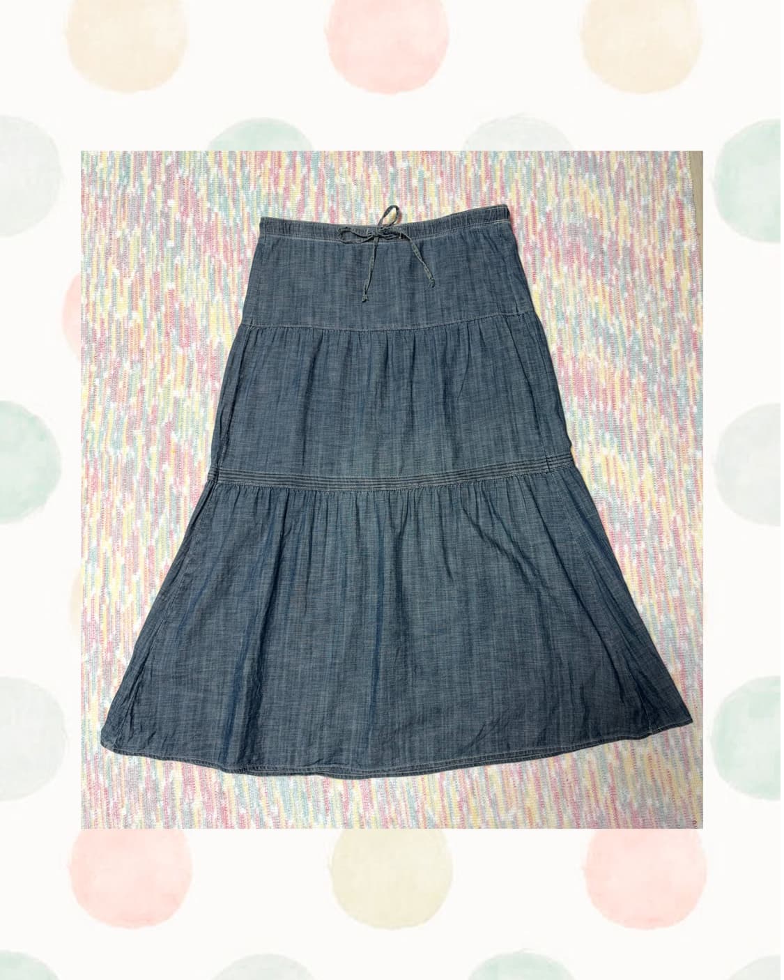 데님 코튼 미디 스커트 상품이미지1