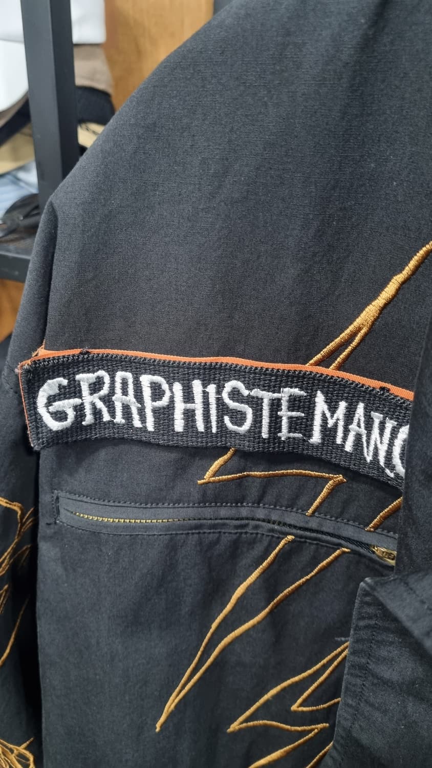 (man G) 만지 자수 검정색 힙한 야상 프리사이즈 (105~110)  상품이미지3