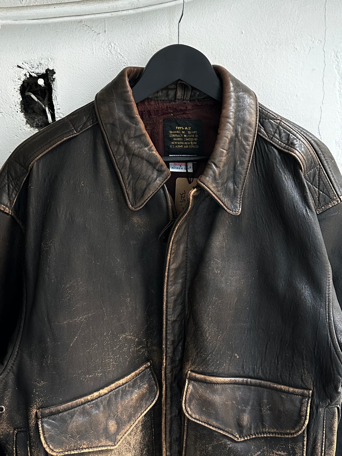 90's USA Made 아비렉스 A2 레더 봄버 자켓 상품이미지5