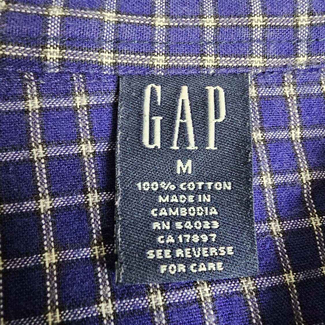 95 M ) 갭 GAP 빈티지 긴팔 옥스포드 셔츠 퍼플 보라 체크 공용 상품이미지3