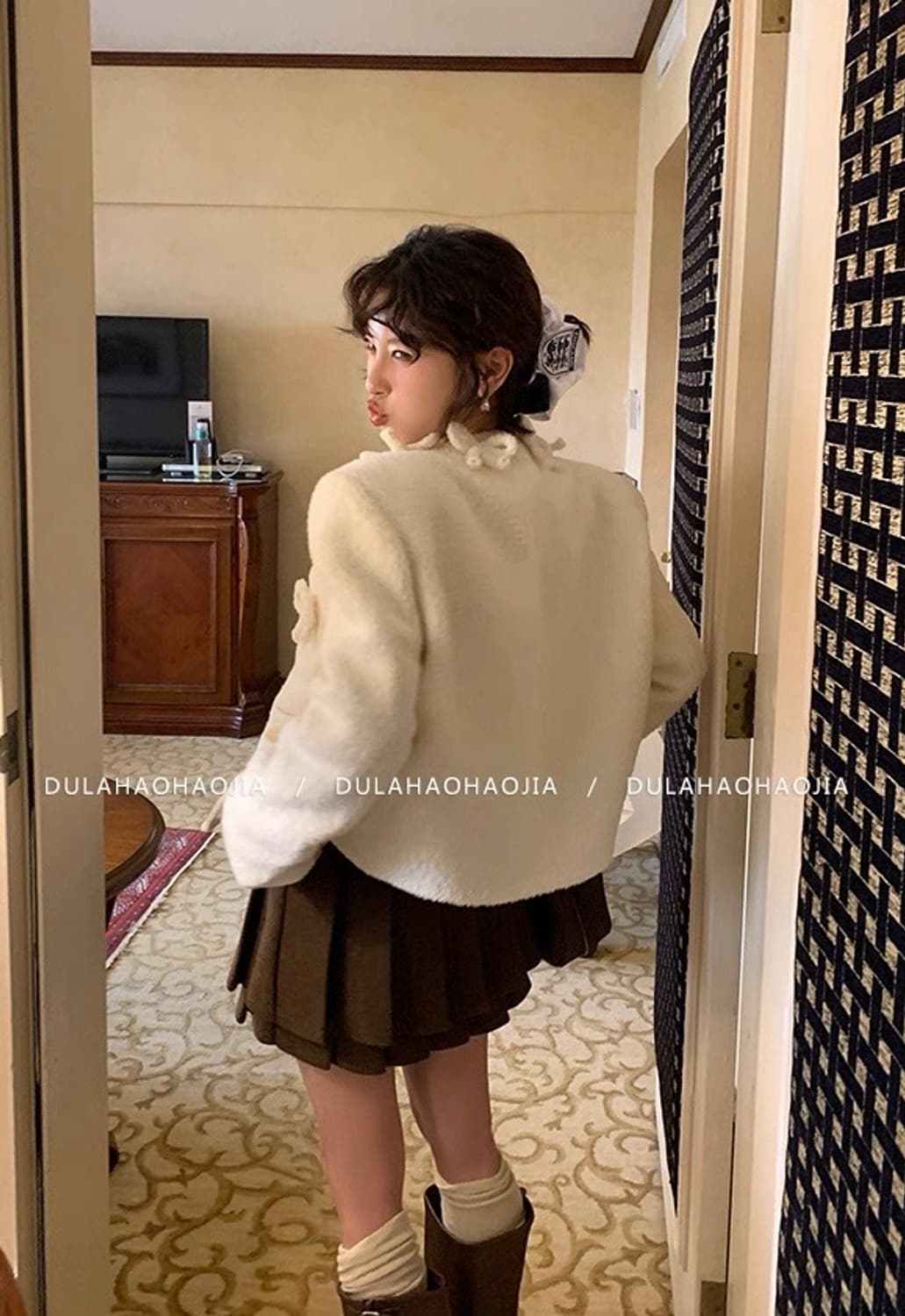 DULA 브라운 울 더블플리츠 스커트 상품이미지7