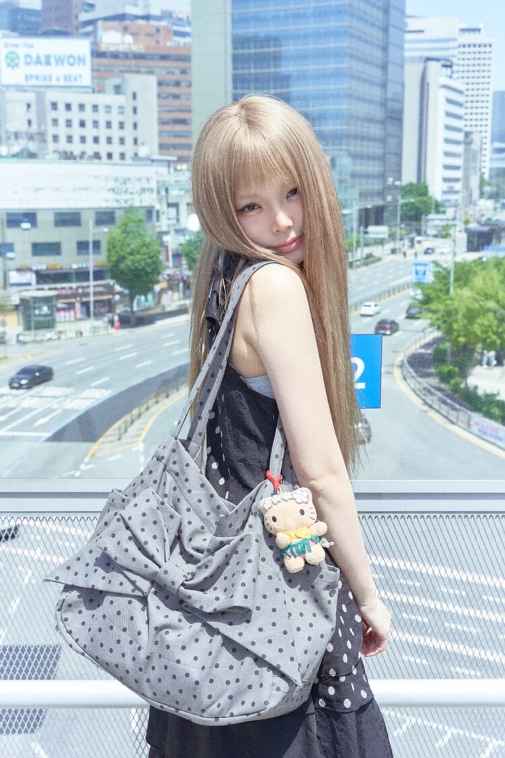 핀쿠노마루 리본 백 가방 도트 그레이 상품이미지1