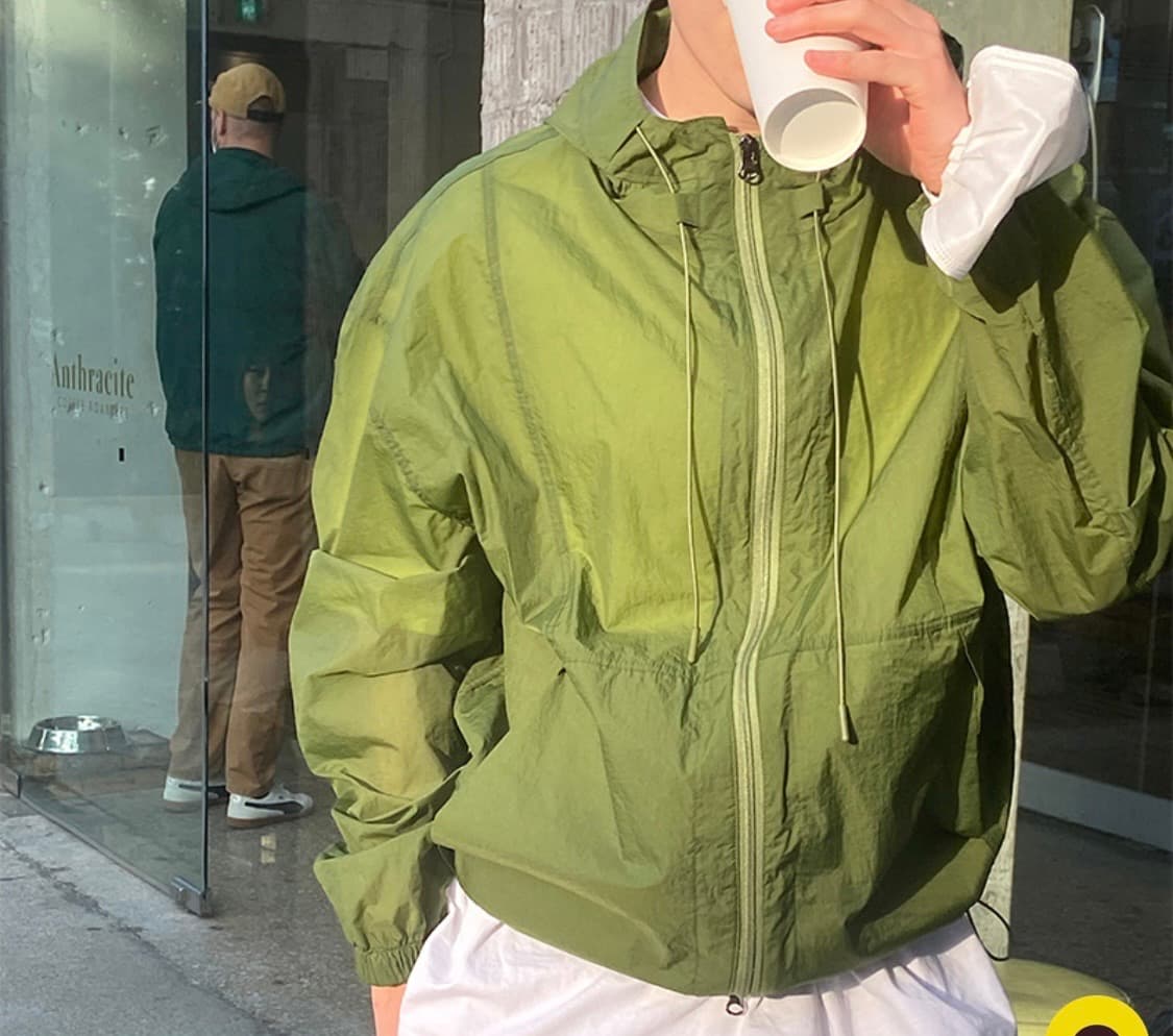 유먼트 후디 윈드브레이커 바람막이 그린 상품이미지2