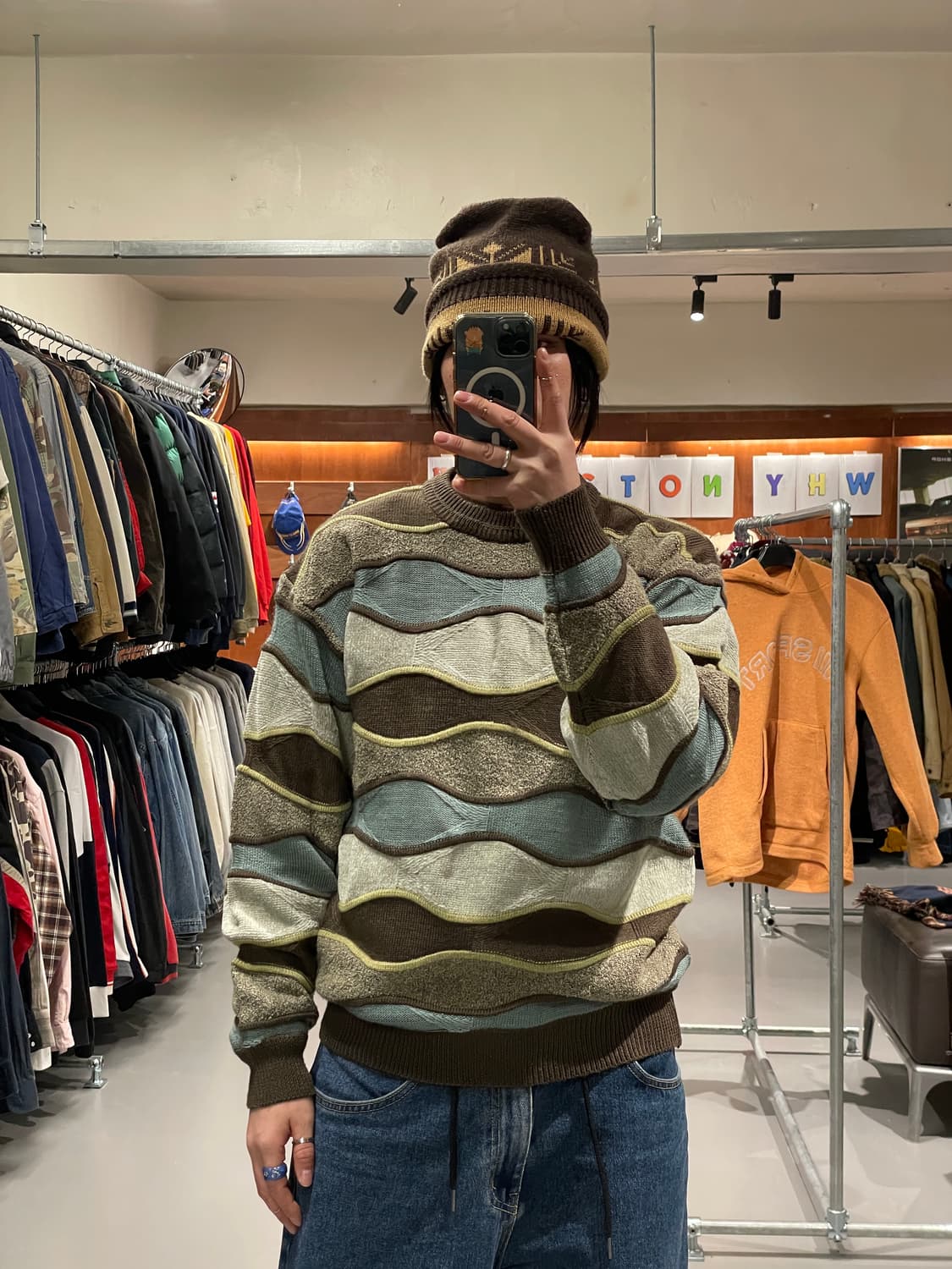 빈티지 케이블 니트 (민트초코)   상품이미지2