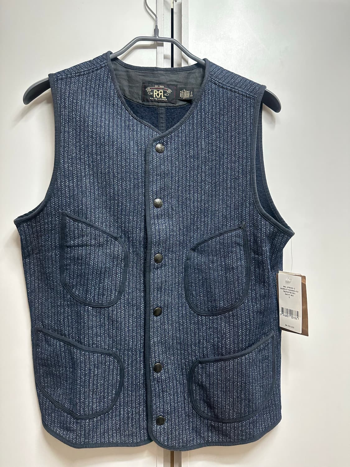 RRL 프린티드 인디고 플리스 베스트 S 상품이미지1