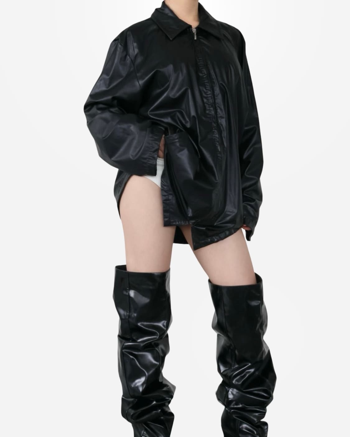 Marina Rinaldi Black Shiny Jacket 상품이미지2