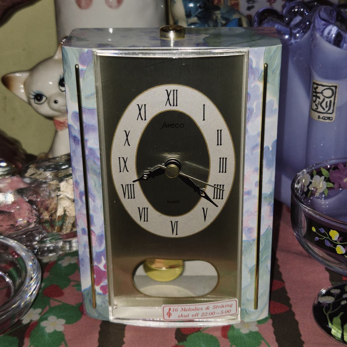 80s 레트로 플로랄 멜로디 쿼츠 탁상 시계 상품이미지8
