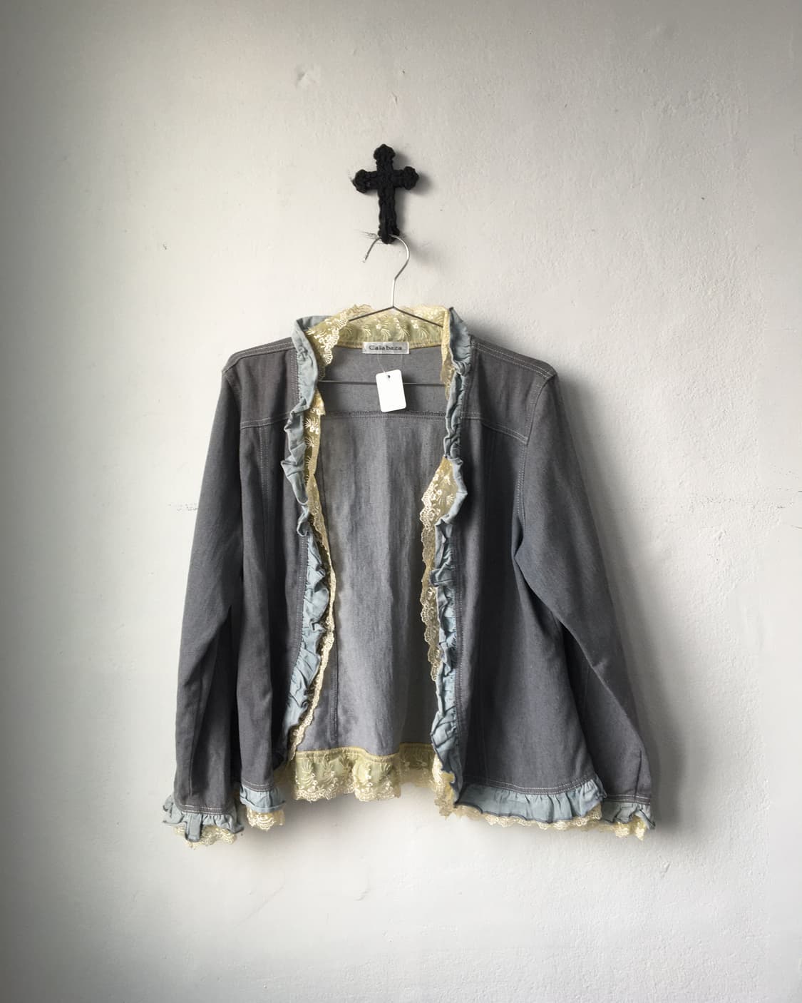 Lace trimming open jacket 상품이미지2