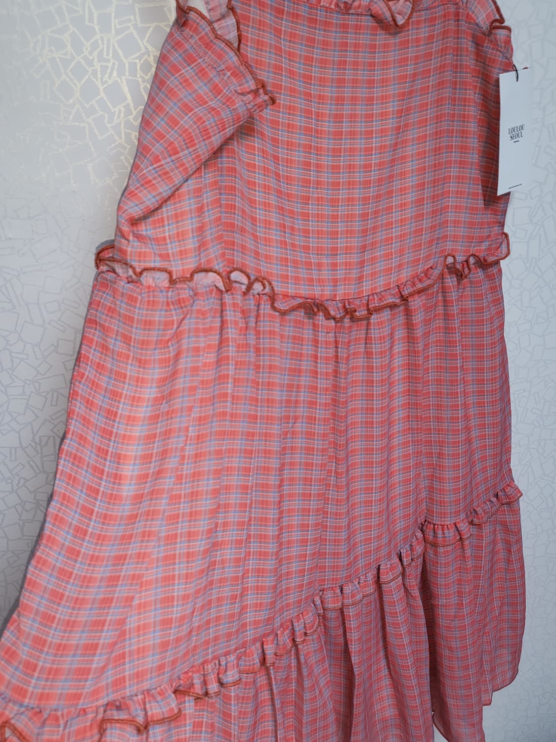 루루서울 체리 체크 드레스 레드 상품이미지3