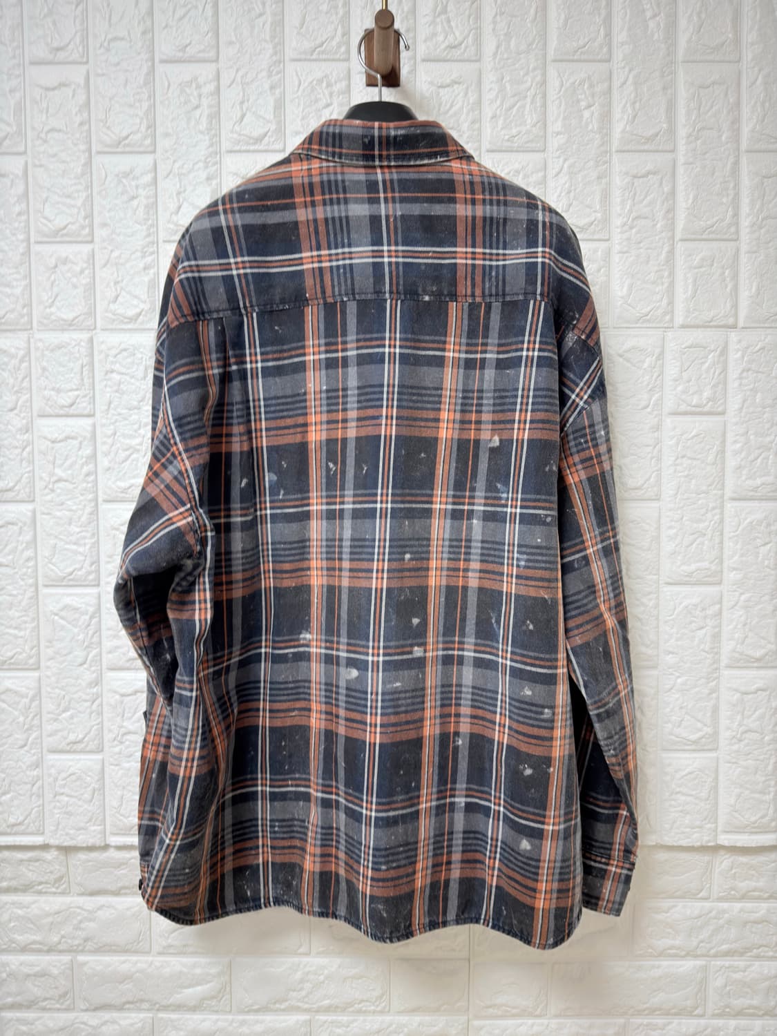 (25FW 새상품) 준지 아일랜드 워싱 오렌지 체크 루즈핏 셔츠 (46) 상품이미지2