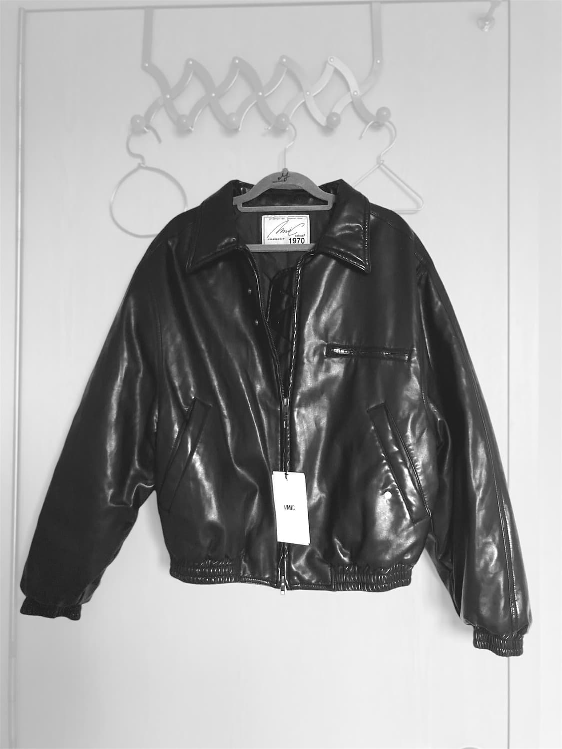 엠엠아이씨 인서트 레더 봄버 블랙 상품이미지6