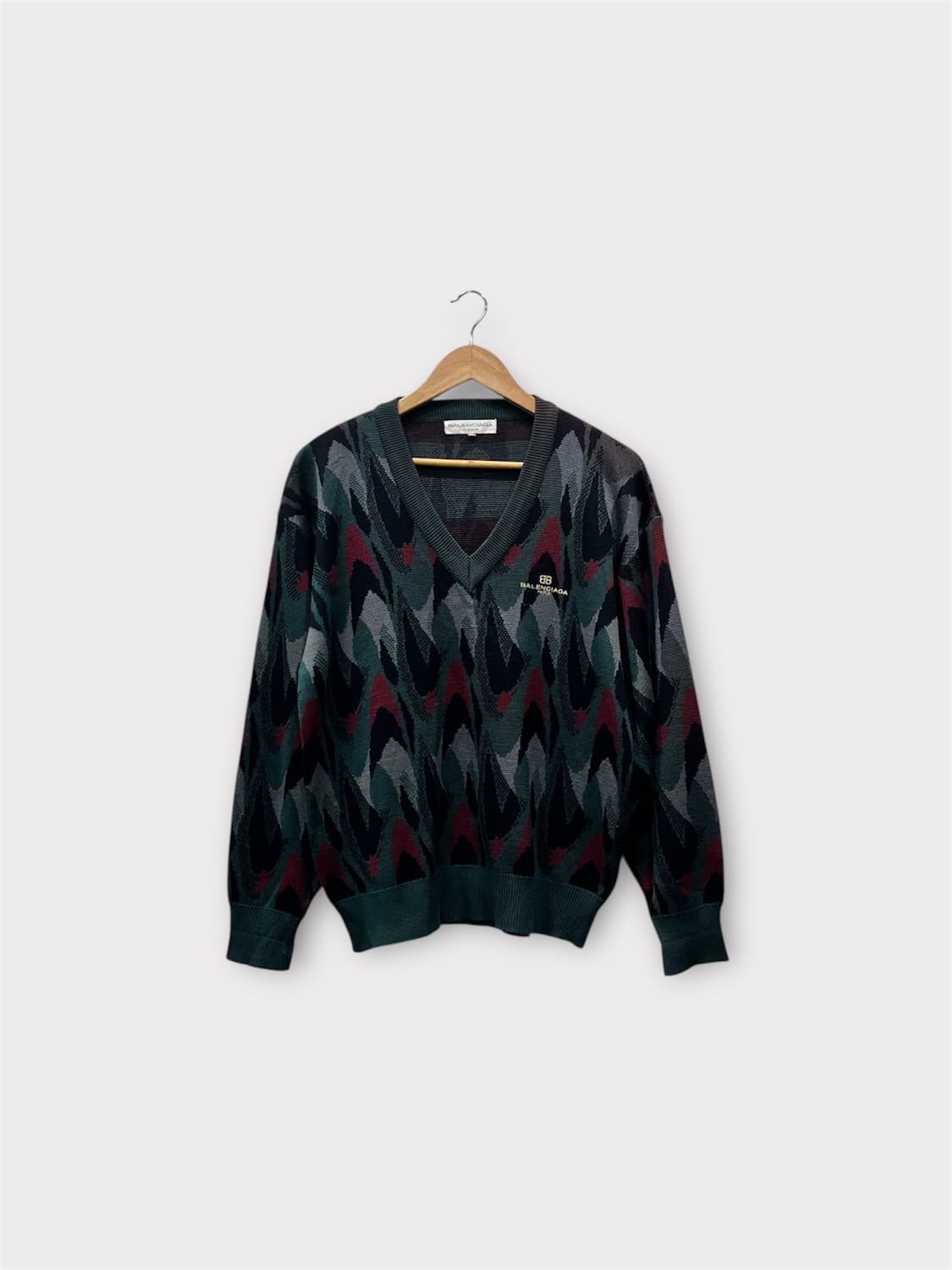 Vintage 발렌시아가 90s 패턴 브이넥 니트 95-100 상품이미지1