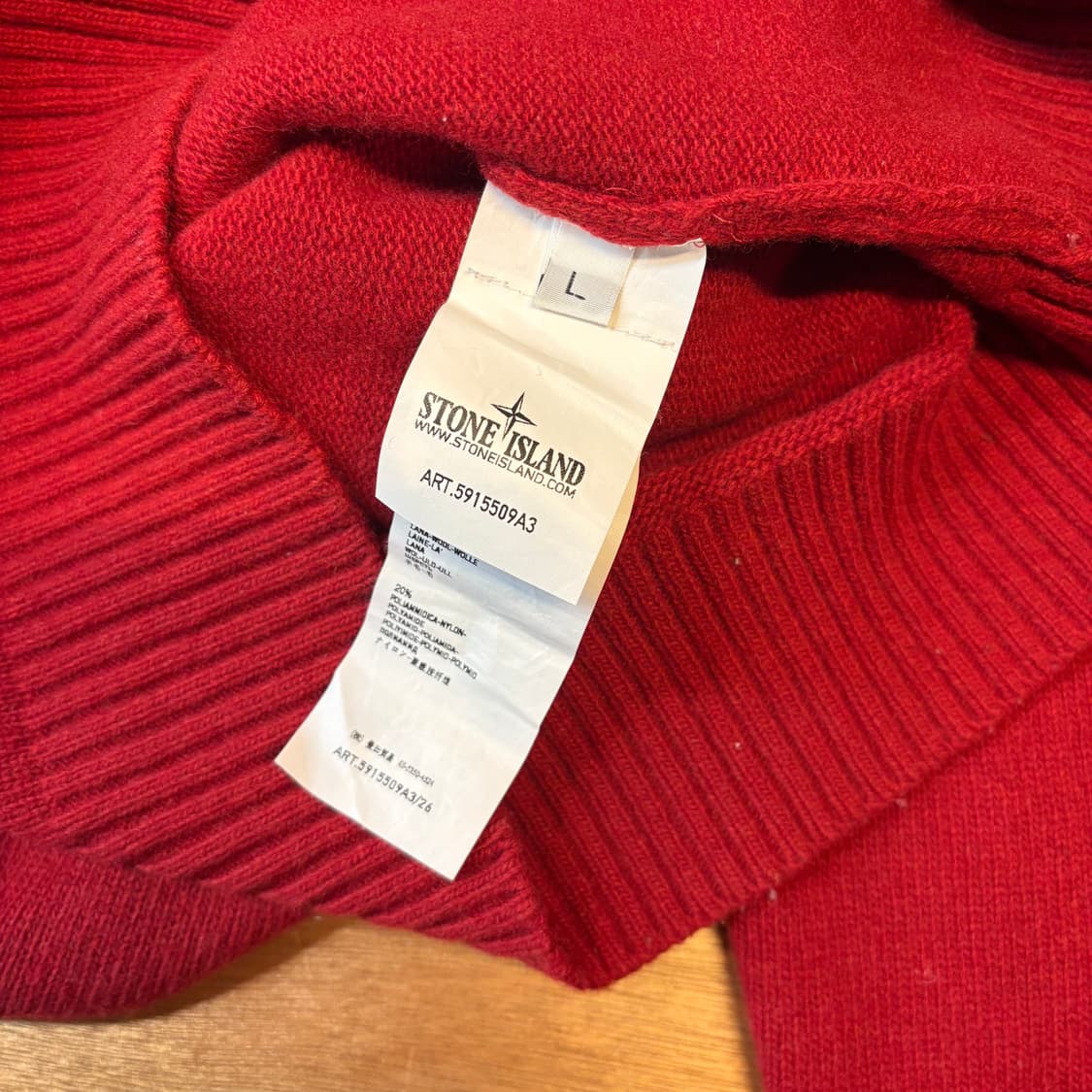스톤아일랜드 브이넥 레드 스웨터 상품이미지8