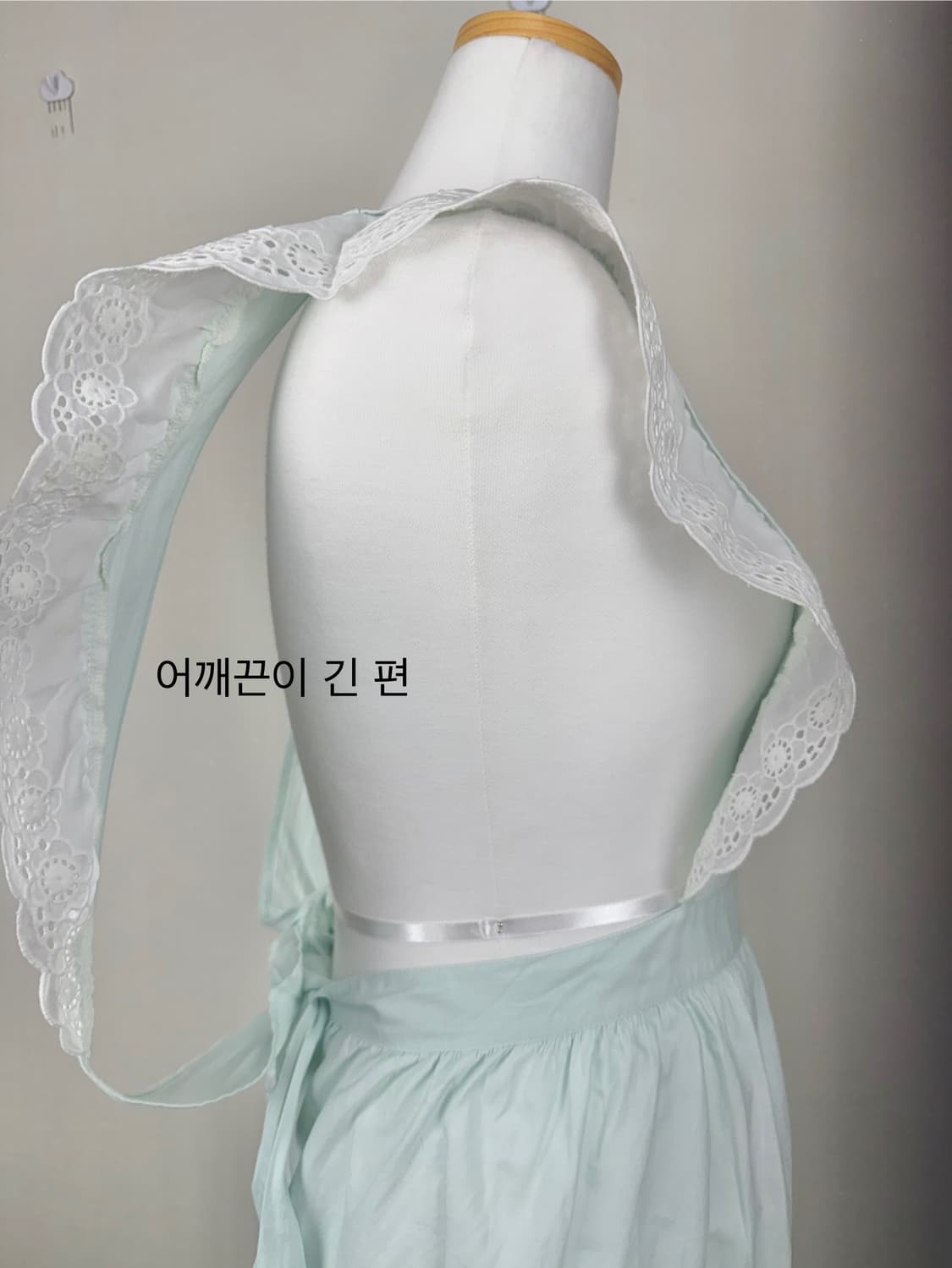 면 100% 레이스 원피스형 롱 앞치마 프릴 공주풍 에이프런 상품이미지5